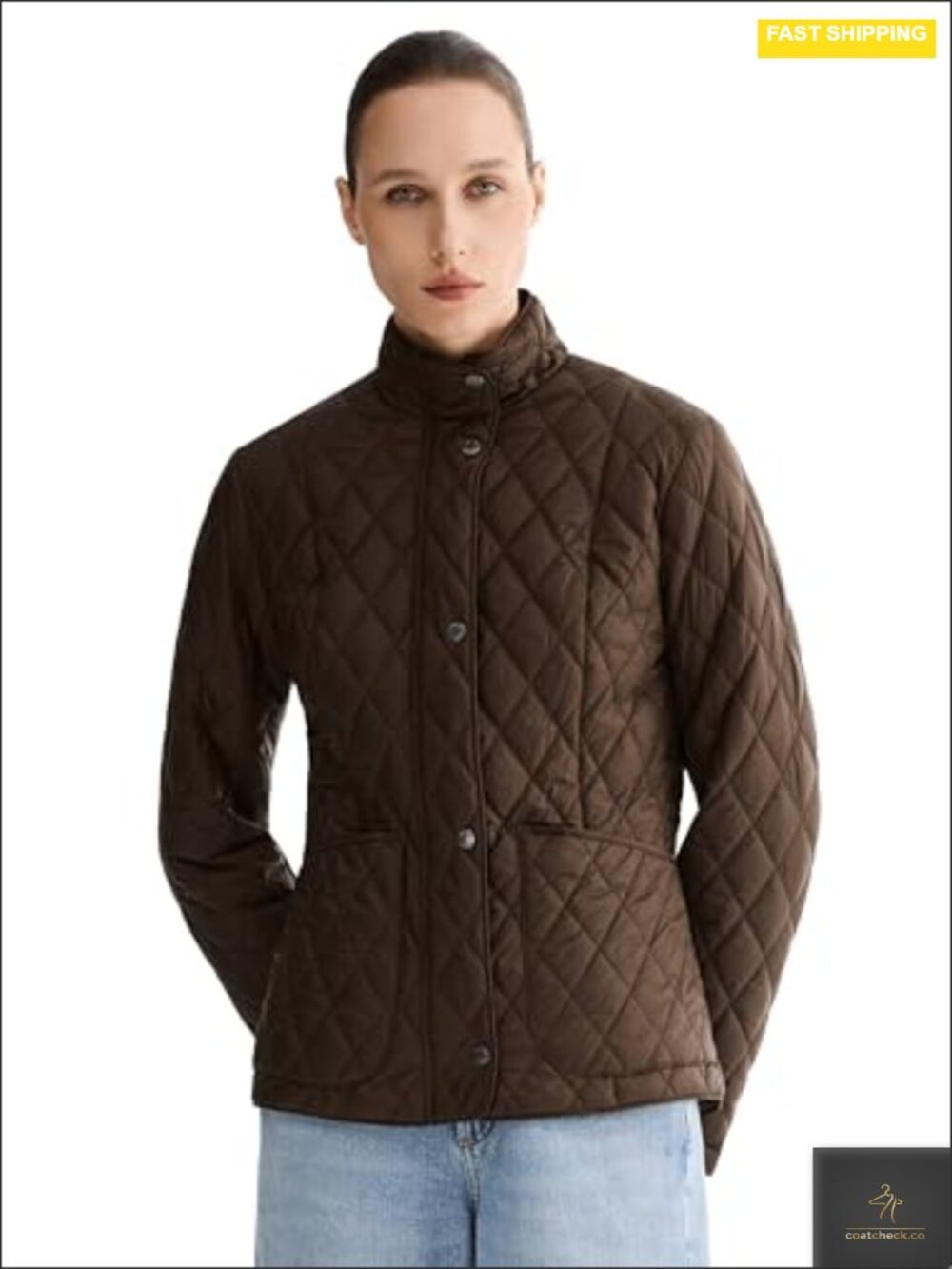 Quilted Lightweight Puffer Jacket Slim Fit Padded Coat Zip Up Outerwear Pockets